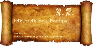 Mátyássy Rozita névjegykártya